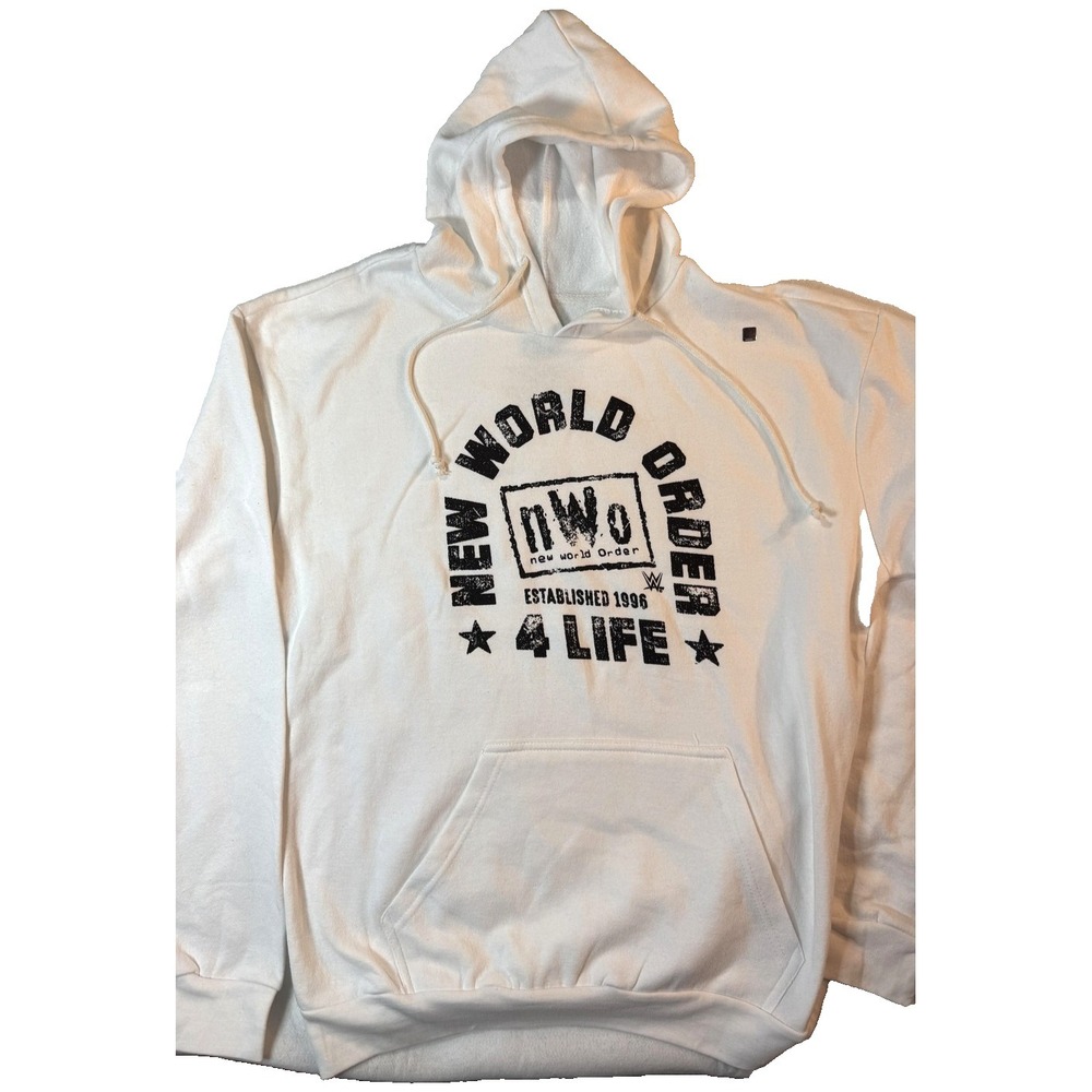 WWE NWO Hoodie Mens Large White Graphic Wrestling Streetwear